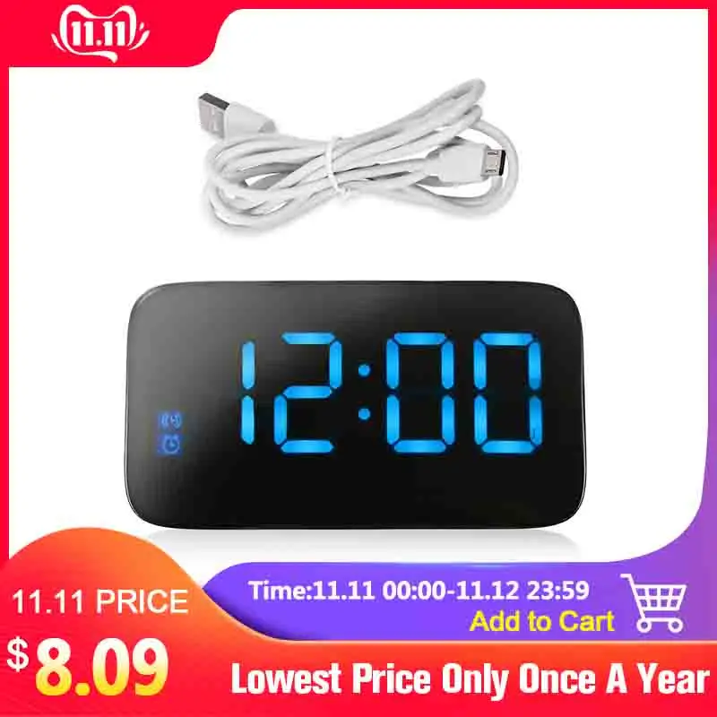 396.65руб. 30% СКИДКА|Светодиодный Будильник цифровой светодиодный дисплей Голосовое управление Электрический Повтор ночной подсветки настольные часы usb кабель для зарядки-in Будильники from Дом и животные on AliExpress 
