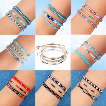 

Charm Women Bohemian MIYUKI Beads Bracelet Set Female Bohemia Multicolour Bracelet Cuff Jewelry Drop shipping 3 Pcs/pack