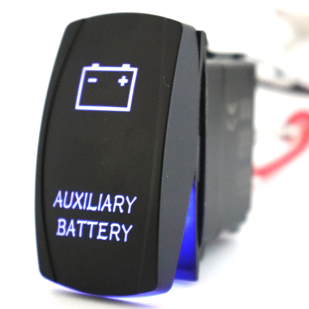 

Waterproof 5Pin AuxIiary Battery Rocker Switch Laser SPST ON/OFF Backlit LED Light 20A 12V For Auto Automotive Truck Boat Marine