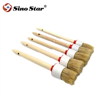 

JLM02 5Pcs Soft Car Detailing Wheel Wood Handle Brushes For Cleaning Dash Trim Seats Handy Washable Car Cleaning Tool For SUV