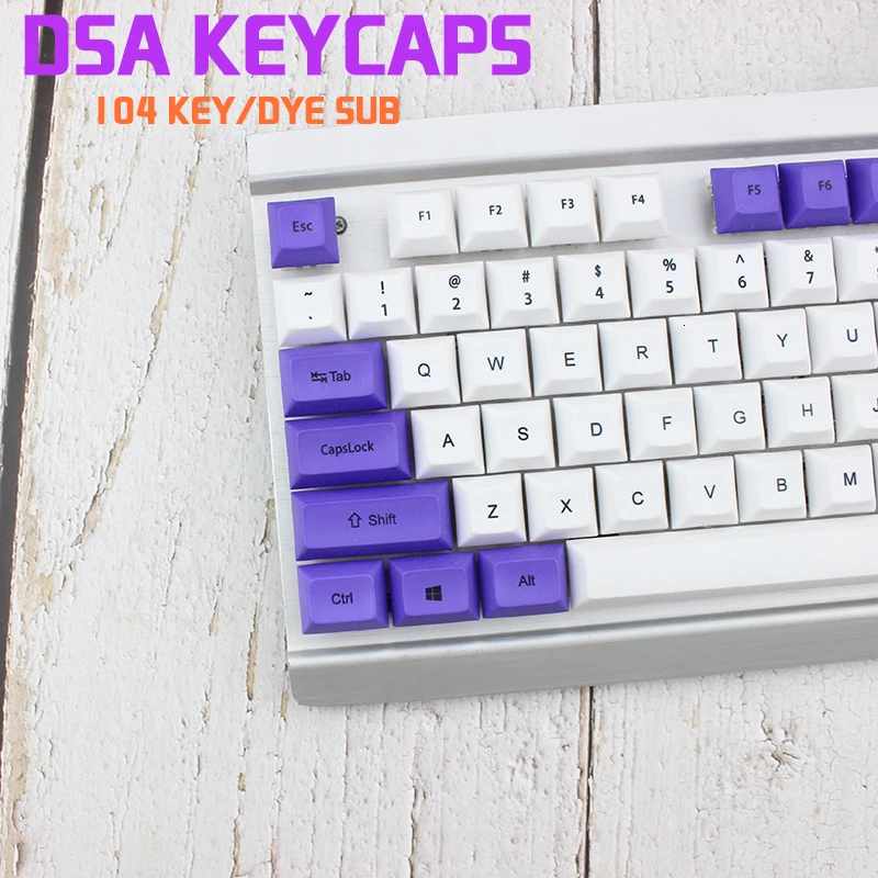 DSA печатные белые и фиолетовые колпачки для ключей краситель Sub Pbt Razer Gh60 Poker2 Xd64 87 104