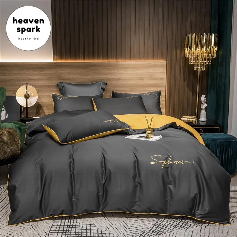 

Soild Color 100% Cotton Bedding Set Embroidery Sabanas Fundas Nordicas 240x220 Duvet Cover King Size Bed Sheets and Pillowcases