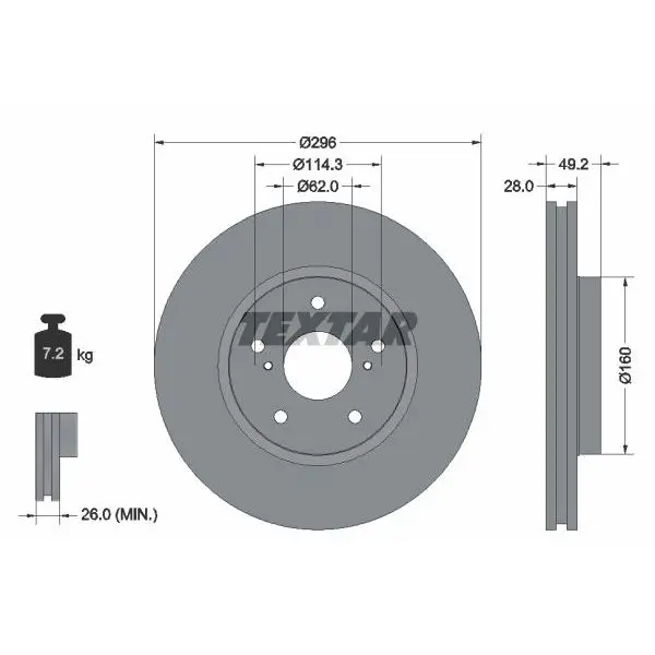 Диск тормозной передний Lexus IS250/IS300 06 TEXTAR 92174303