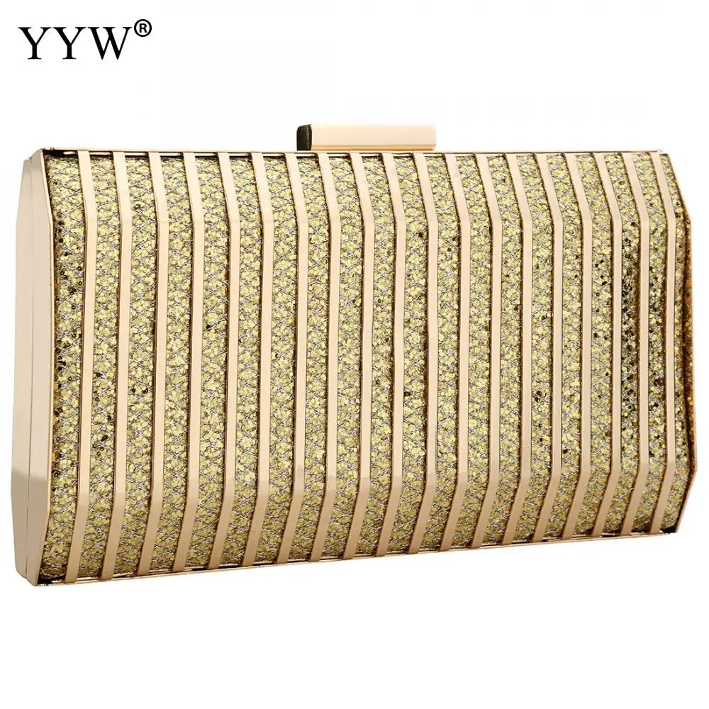 Gold Crossbody Bag For Women Fashion Evening Party Clutch Bags Over Shoulder Purse Bolsa Feminina Zinc Alloy Sequin Clutch