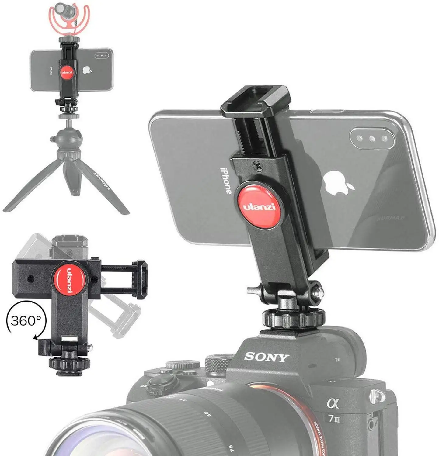 

Ulanzi ST-06 Camera Hot Shoe Phone Tripod Mount 360 Rotation Cold Shoe Monitor Phone DSLR Mount Adapter for Gimbal Mic LED Light