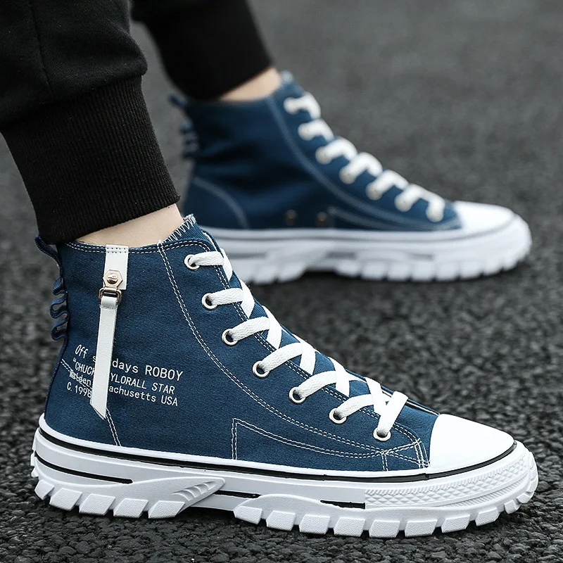 

MEN'S Shoes Autumn 2019 New Style Hight-top Retro Sneakers Street Cool Casual Breathable Korean-style Trend Cloth Shoes Versatil