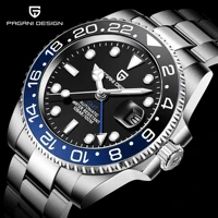 PAGANI DESIGN New Luxury Men orologio da polso meccanico orologio GMT in acciaio inossidabile orologi da uomo in vetro zaffiro di marca superiore reloj hombre