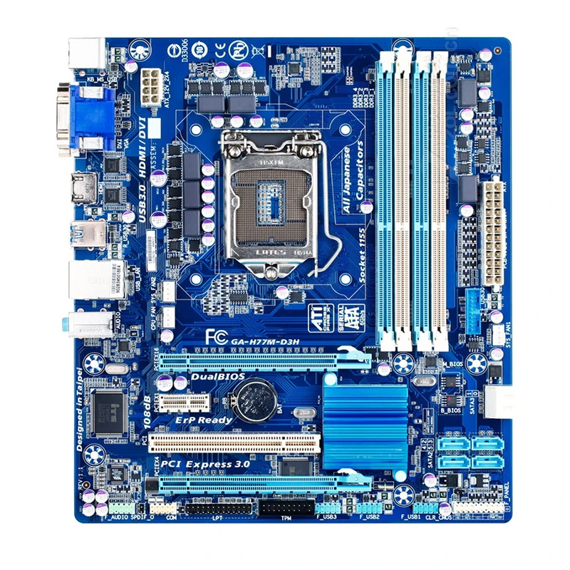 

For Gigabyte GA-H77M-D3H Desktop motherboard Intel H77 chipset LGA 1155 MICRO ATX DDR3 32GB SATA3.0 USB3.0 100% fully Tested
