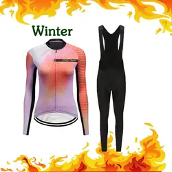 Женский трикотажный комплект для велоспорта, зимний комплект одежды из флиса для шоссейного велосипеда, велосипедная одежда для езды на