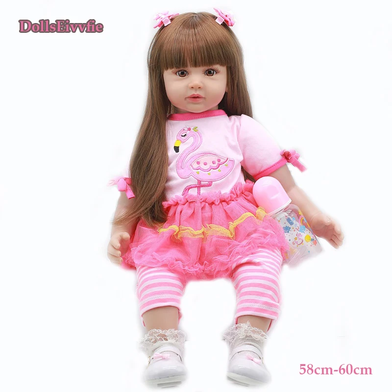 Ребенок 23 дюймов силиконовые Reborn BABY girl реалистичные Reborn baby Doll с олененком Boneca Brinquedos подарки Bebe Reborn Детские игрушки
