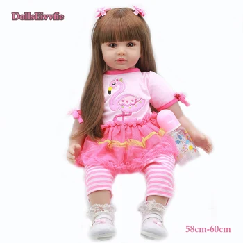

BABY 23inch Silicone Reborn Baby Girl Lifelike Reborn Baby Doll With Fawn Boneca Brinquedos Gifts Bebe Reborn Children Toys