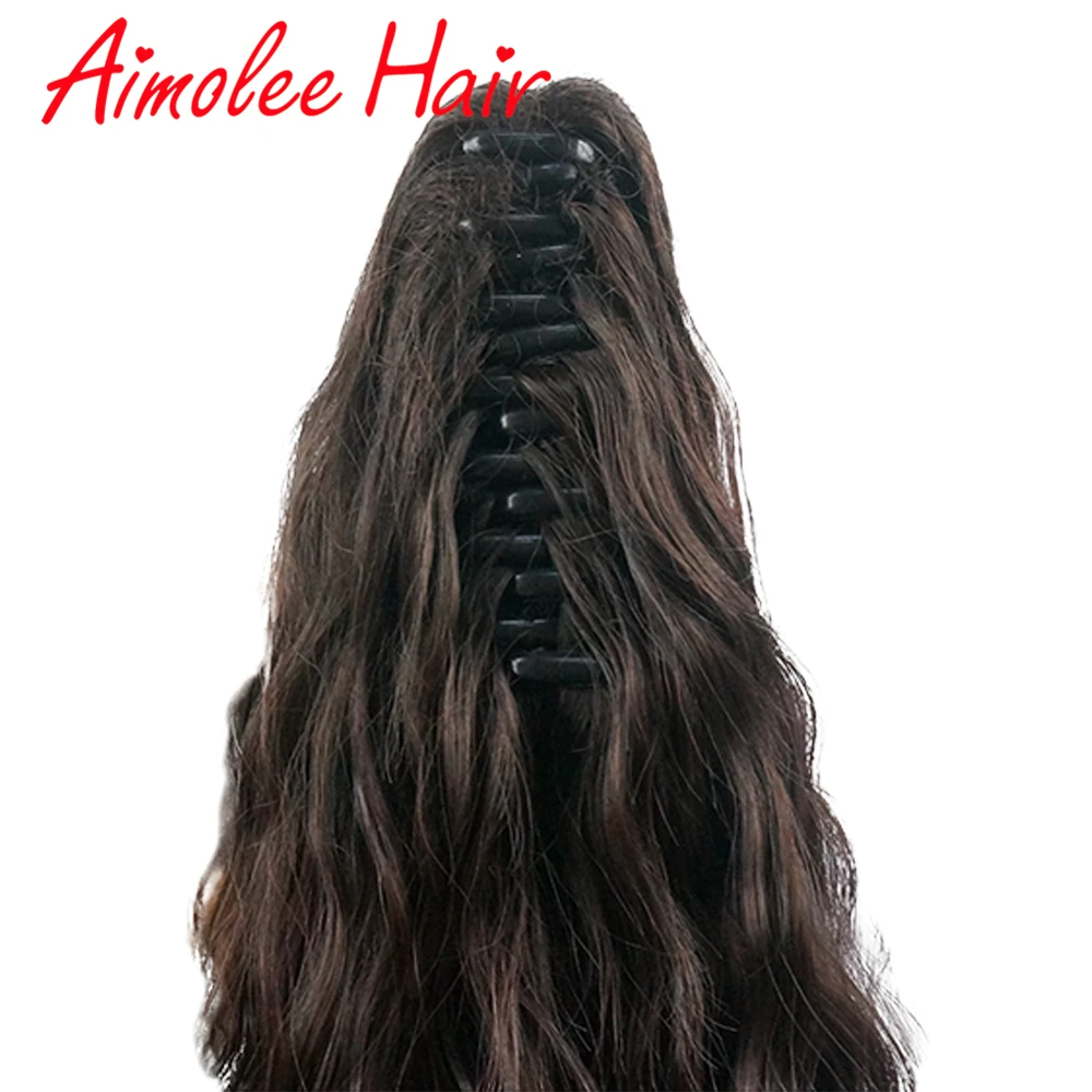 Aimolee Long Corn Curly Claw Clip Ponytail For Black Women Synthetic Fake Ponytail High Temperature Fiber Hair Extension Auburn