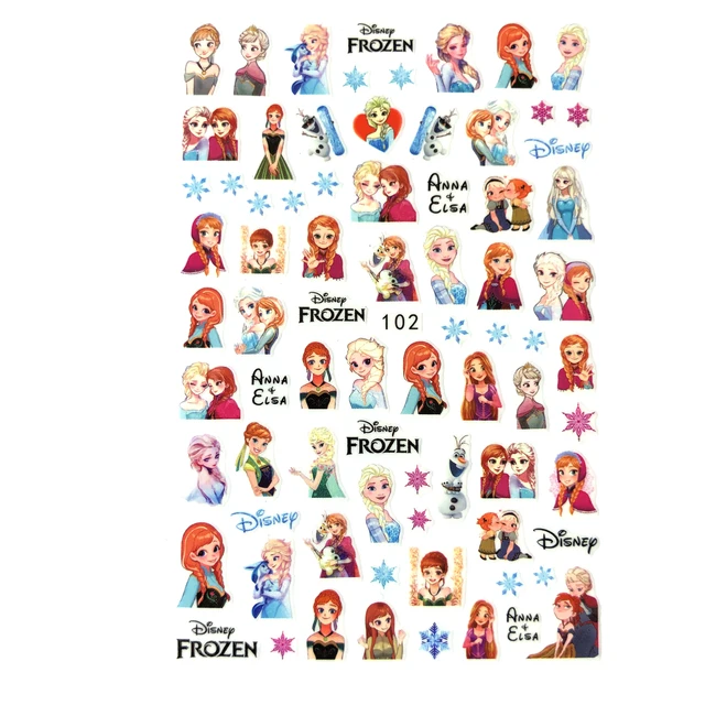 1PCS Disney Cartoon Anime Collection Star Design Nail Sticker Mickey Mouse Donald Duck Lion King Mermaid Stitch Nail Slider EB102