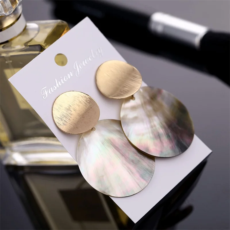 Round Shell Clip Earrings for Women