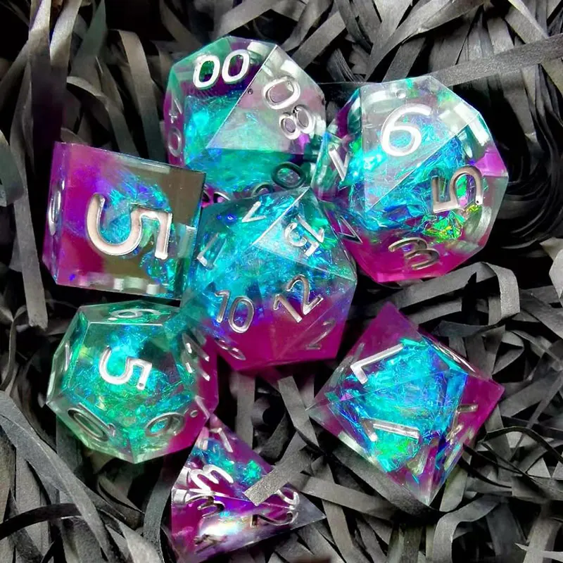 DnD Handmade Resin Dice Sharp Edge for DnD Tabletop RPGs Games D4 D6 D8 D% D10 D12 D20