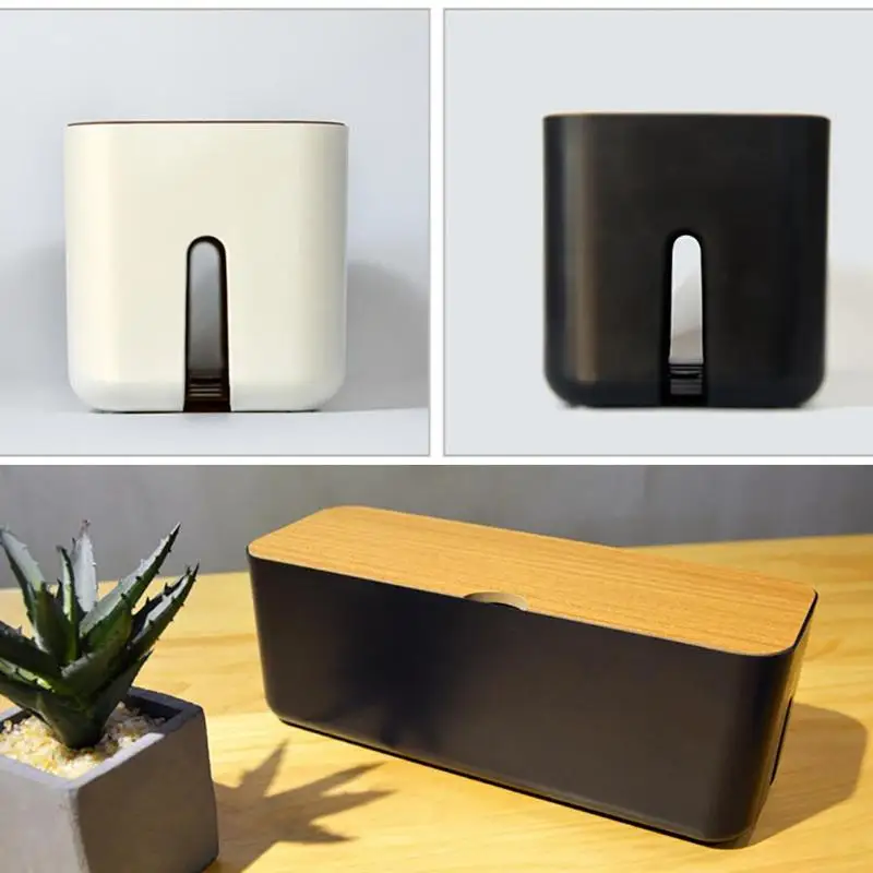  Wooden Charging Cable Wire Storage Box Power Strip Wires Case Anti Dust Charger Socket Desk Organiz