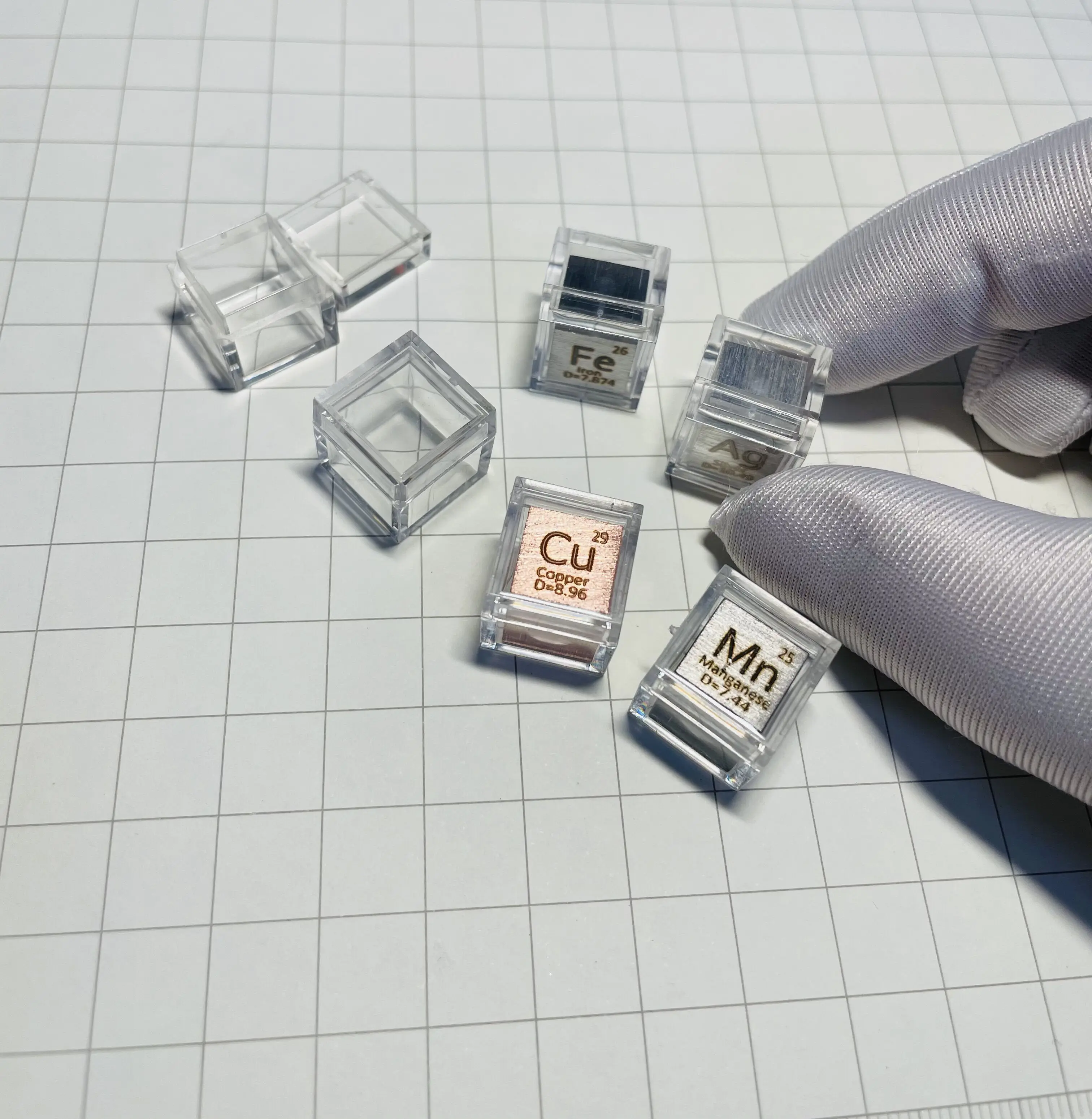 Element Cube Collector Box Acrylic Box Case 10mm Grid Element Cube Collection Clear Element Periodic Table Storage Boxes 6