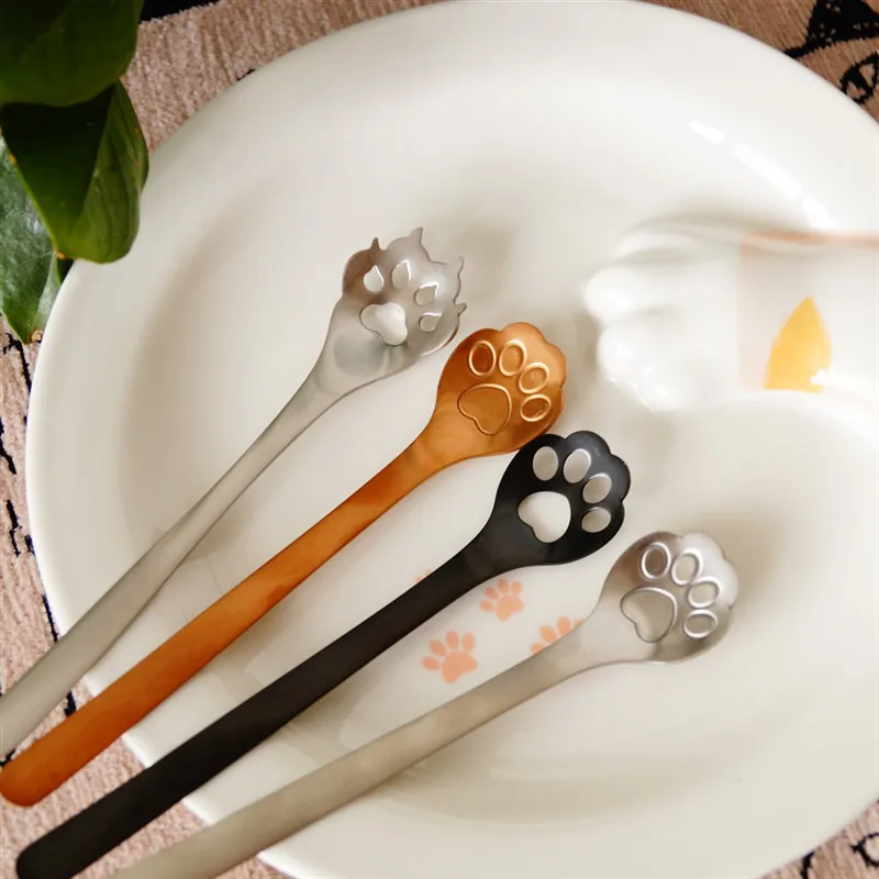 

10 PCS Japanese Cat Control Soft Cute Cure Cat Claw Coffee Spoon Dessert Cake Animal Claw Claw Colander Ktchen Tools