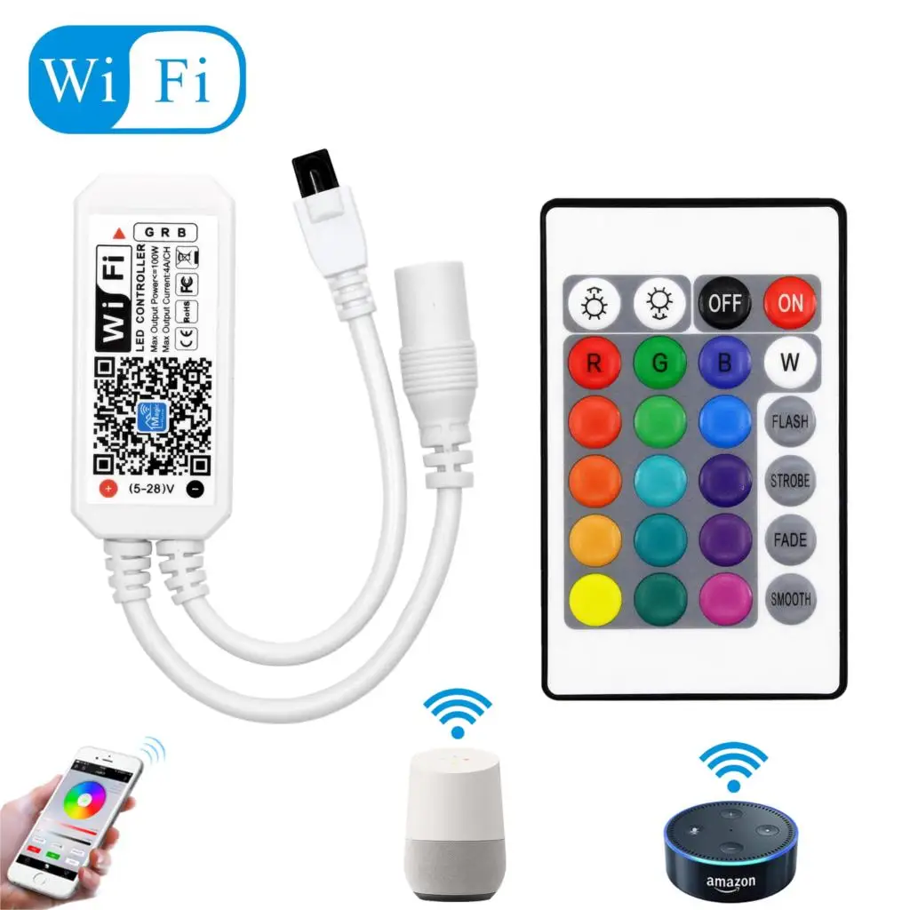 DC12-28V мини wifi RGB/RGBW контроллер полосы музыкальный Amazon Alexa Google домашний телефон для