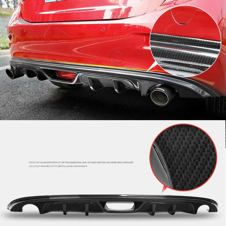 

Fits For Mazda 3 AXELA 2014-2018 ABS Carbon Fiber Look Rear Bumper Diffuser Lip Spoiler Guard Cover Moulding Car Accessories