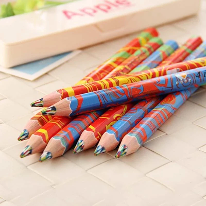 1 Pcs Cute Art 4 in 1 Multicolor Wooden Pencils for Student Drawing Graffiti Pen Kids Crayon Marker Pens Office School Supplies kid sponge paint brush original wooden handle painting graffiti early toy diy art supplies gifts 4pcs set