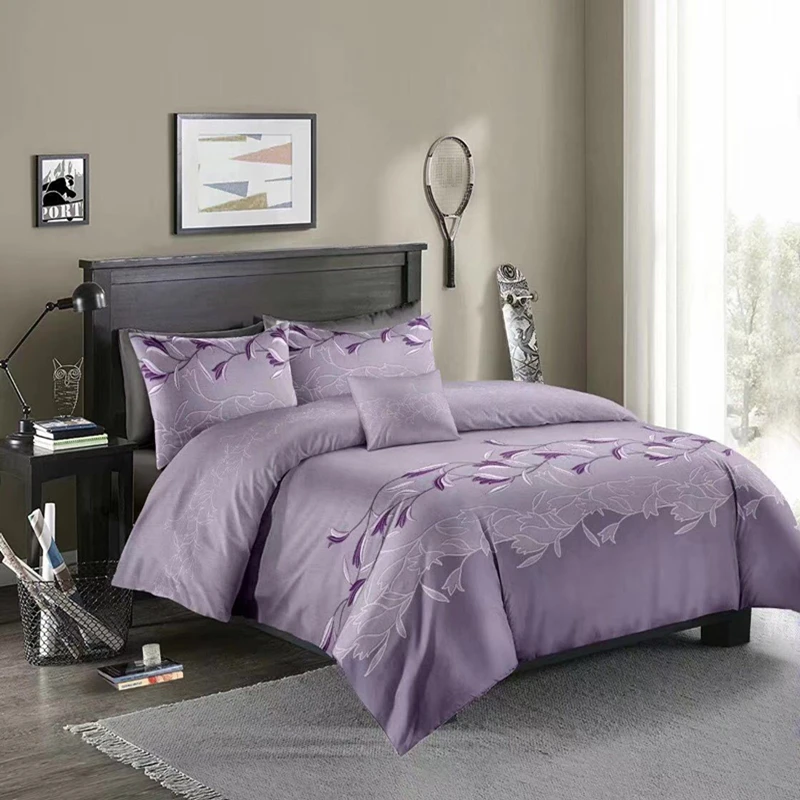 3D цветы пододеяльник наборы королева король одеяло комплекты постельного белья с наволочкой - Цвет: purple