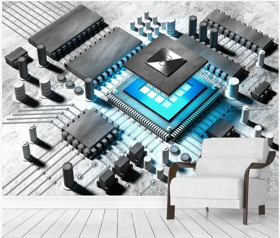 

Custom photo 3d wallpaper Technology artificial intelligence CPU computer circuit board 3d wall murals wallpaper for walls 3 d