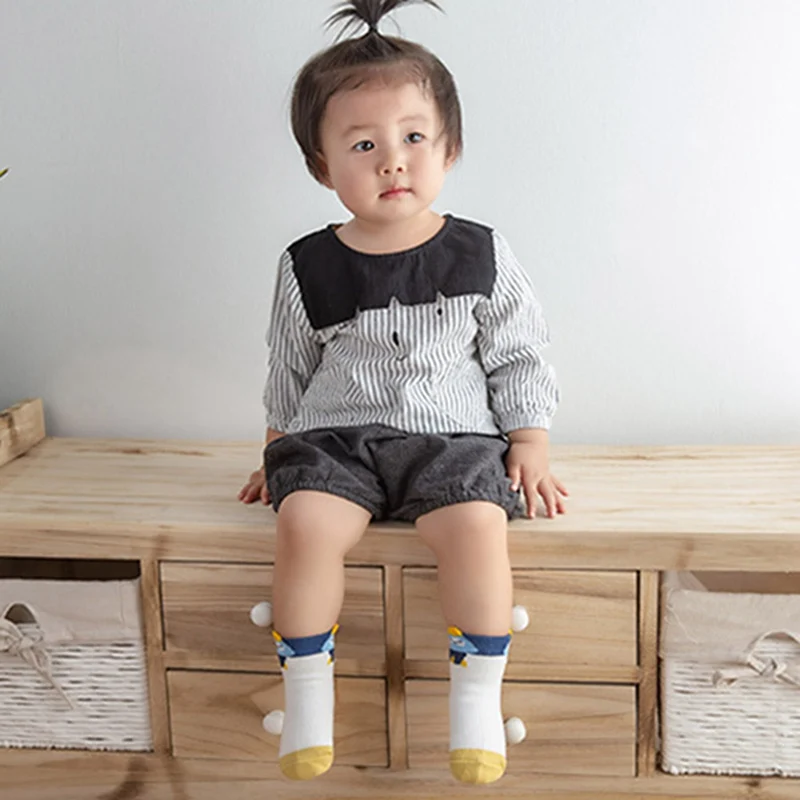 Носки с героями мультфильмов для детей 1-3 лет Дышащие носки для малышей на осень и зиму хлопковые носки для маленьких мальчиков, 5 пар