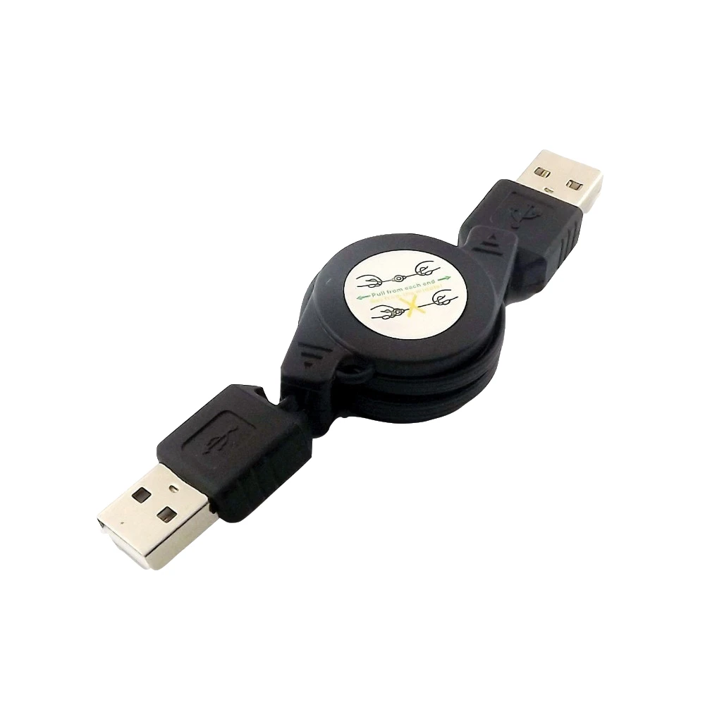 1x USB 2,0 A штекер USB 2,0 A штекер-штекер выдвижной разъем USB кабель черный