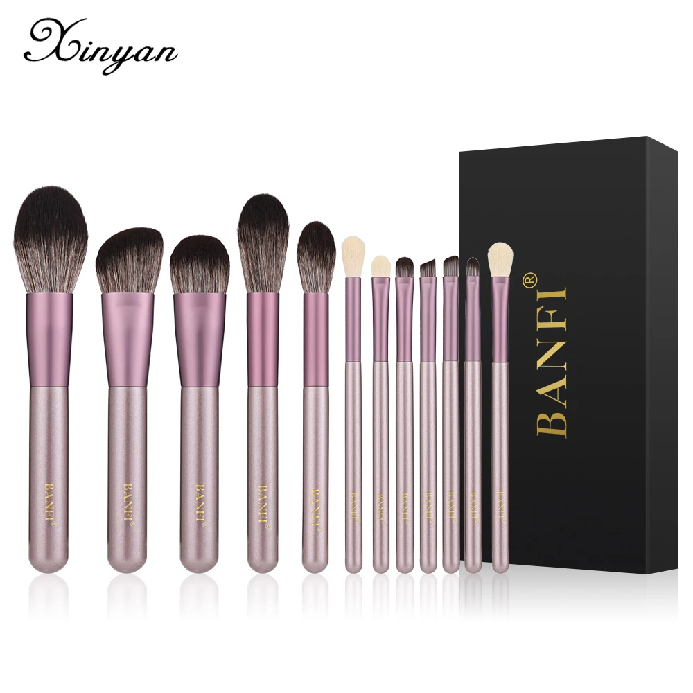 

XINYAN 12pcs Grape Purple Handle Makeup Brush Set Powder Foundation Eyeshadow Blusher Shadows Eyelash Brushes Beauty Makeup Tool