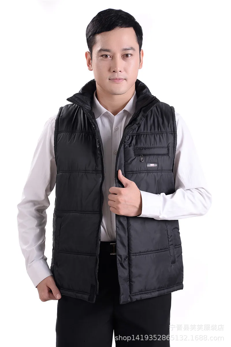 Middle-aged Men New Style Spring And Autumn Waistcoat down Feather Cotton Waistcoat Men's Stand Collar Casual Waistcoat