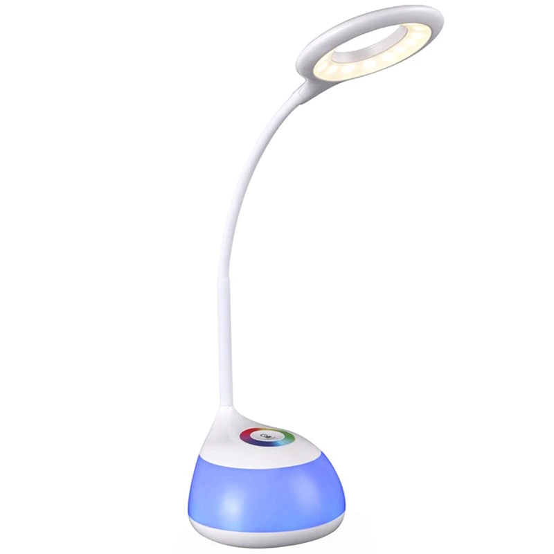 Led Desk Lamp, Colorful Dimmable Desk Lamps Table Lamp 3 Brightness Levels Flexible Arm Touch-Panel Menit Desk Lamp Kids Modern