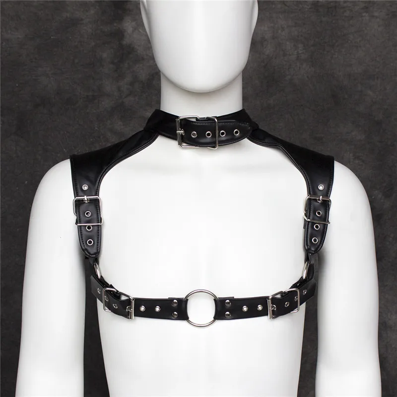 Сексуальный кожаный Фетиш ремень для мужчин, регулируемые панк черные металлические кольца, пряжки, ремни для тела, пояс для связывания, мужской БДСМ-костюм