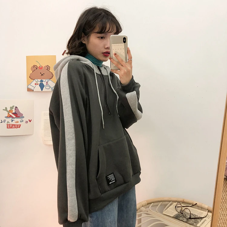 Женские кофты японский Harajuku Ulzzang ленивый водолазка с цветными блоками Женская Корейская одежда Kawaii для женщин