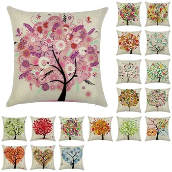 

Houseware Oil Painting Love Tree Cushion Pillowcase Cushion Waist Pillowcase flower tree decorative pillows sofa pillow