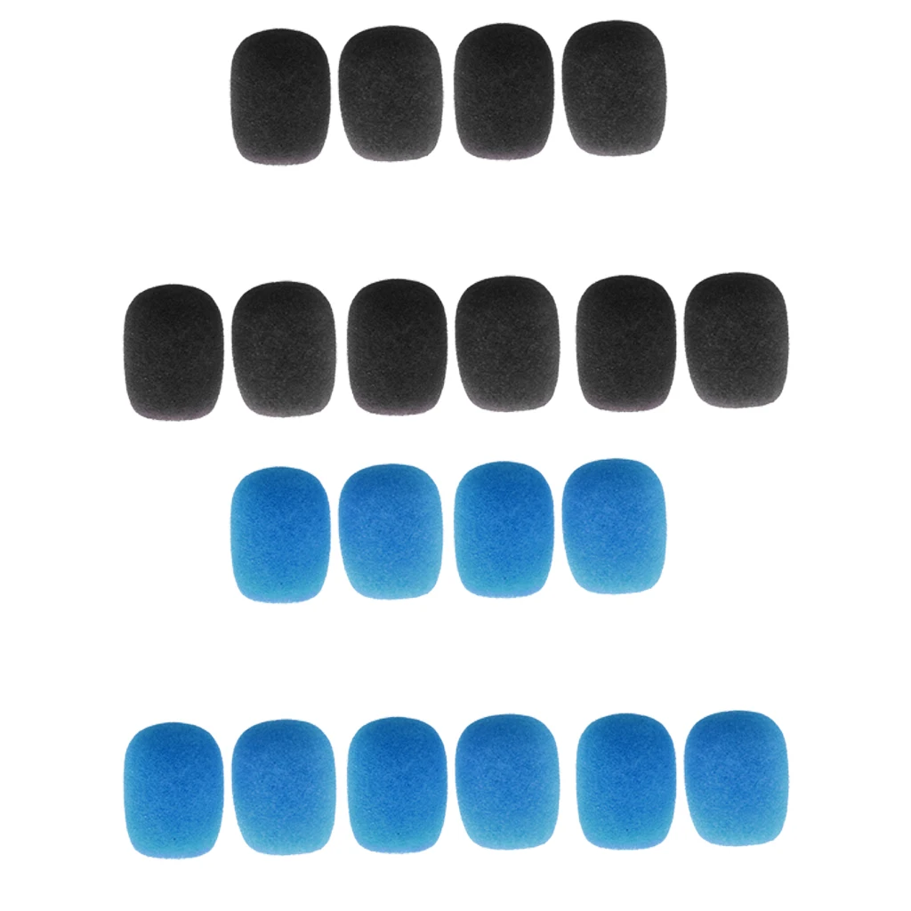 Practical Pack/20pcs Blue Black Sponge Clip-on Headset Microphone Windshields Mic Accessory