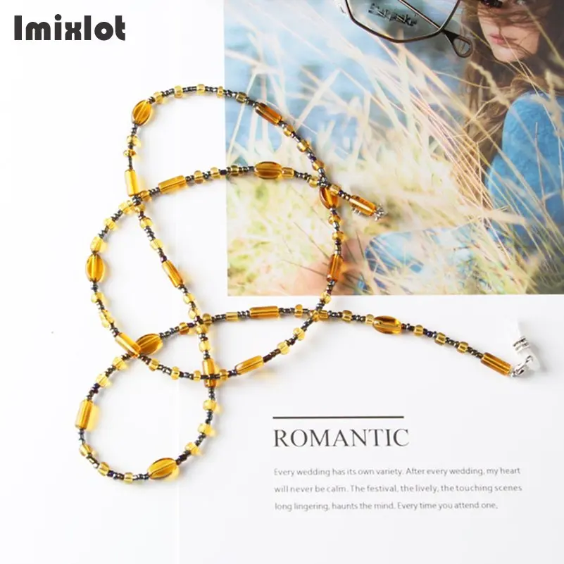 Retro Anti-slip Chain for Reading Glasses Resin Glass Beaded Sunglasses Cord Holder Men Women Eyeglass Chain Lanyard Necklace