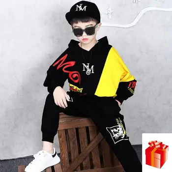 

Baby Boys Spring and Autumn Set Hip Hop Street Dance Sports Clothing Long Sleeve Cotton Casual Loose Two Piece Free Shipping