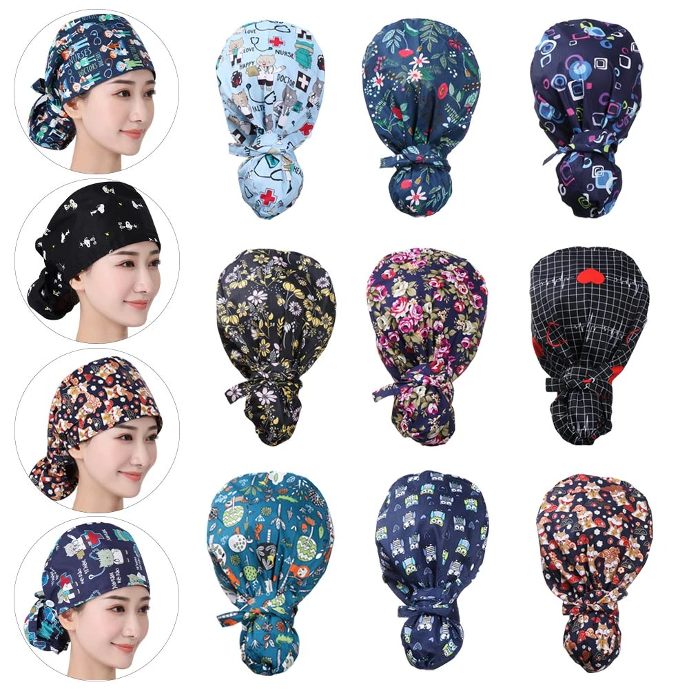 ski beanie 1PC Working Cap with Button Long Hair Adjustable Working Hat Ponytail Holder Tie Back Hats for Women & Men Unisex Scrub Cap mens skully hat