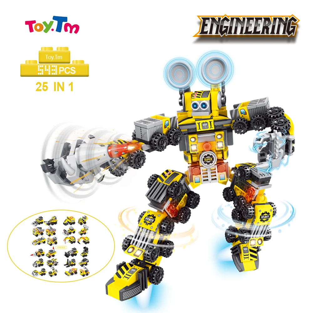 543Pcs 25 in 1 DIY City Engineer Robot Technic Building Blocks Sets Stacking Compatible Bricks Educational Toys For Kids Boys | Игрушки и