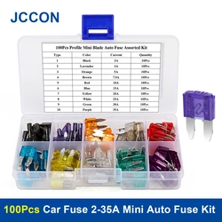 100pcs carro fusível 2 35a perfil mini lâmina fusível automático kit sortido fusível automotivo conjunto carro caminhão