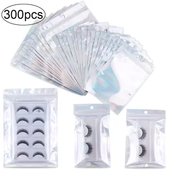 

Eyelashes Package Bulk Holographic Laser Ziplock Bag Eyelash Storage Lashes Mink Wholesale Idea Lash Boxes Packaging Cosmetic