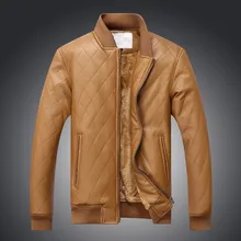 Зимние мужские Куртки из искусственной кожи с меховой подкладкой, Классические Толстые мужские пальто с воротником-стойкой, европейский размер, винтажная верхняя одежда, пальто