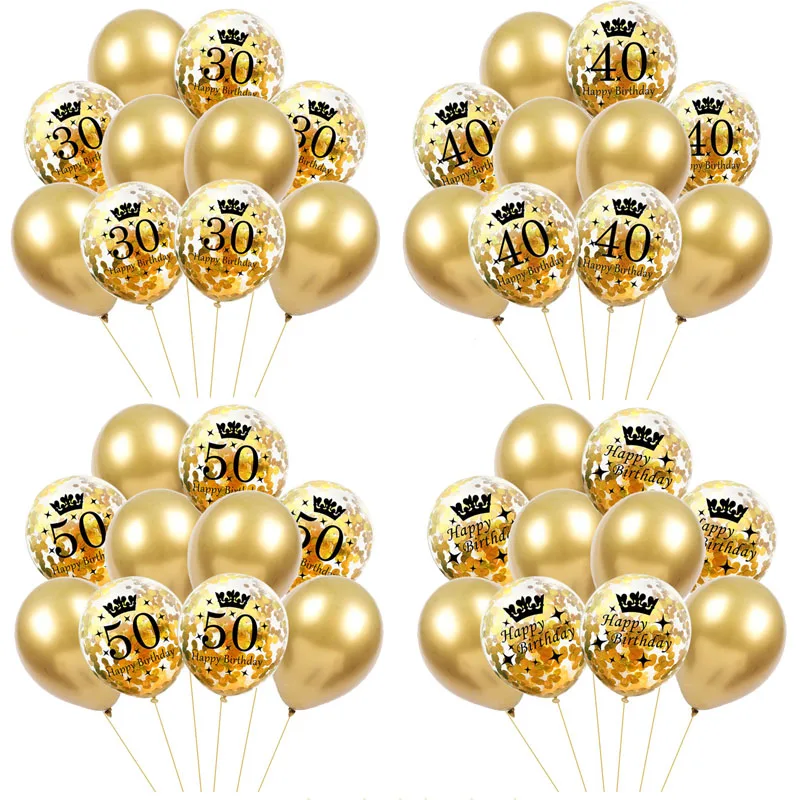 Confetti Balloons 40th Birthday-Party 50th 60-Years-Old 30th 10pcs Air-Globos 30-40 Digital