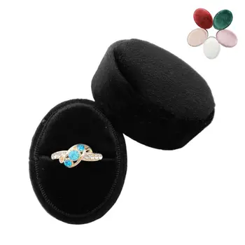 

Velvet Single Ring Box Oval Wedding Ceremony Ring Box with Detachable Lid