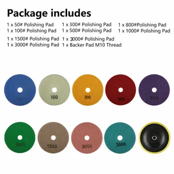 

Diamond Powder Polishing Pad Resin Powder Diamond 4 Inch Dry / Wet 10 Piece Granite Stone 3mm / 0.12in