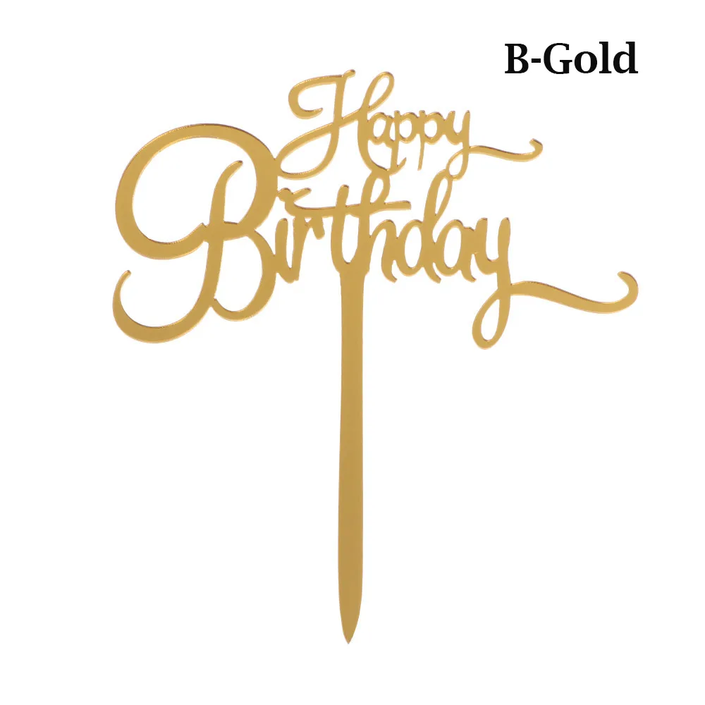 Акриловая выпечка вставка для торта Декор вечерние украшения 1 шт Блестящий Топпер для торта с днем рождения серебряный золотой черный розовый - Цвет: B-Gold