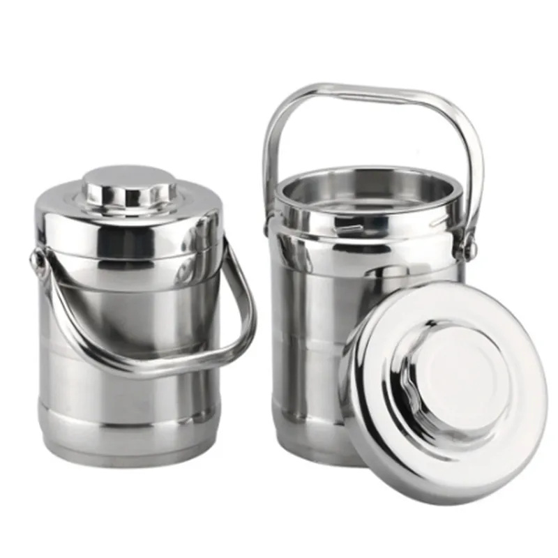 

2L Stainless Steel Lunch Box Three Floors Plus Bowl Insulation Barrel Big Capacity Insulation Mention Basket Insulation Barrel