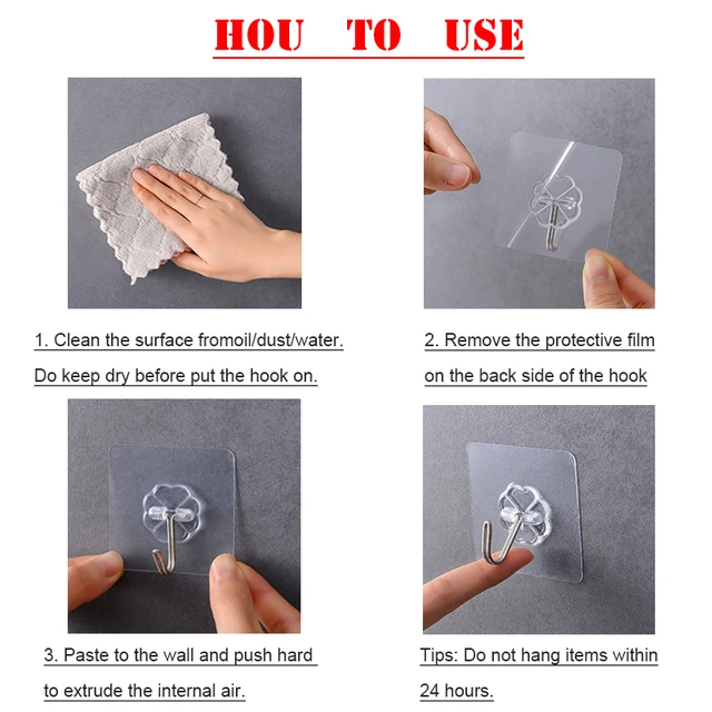 6 db Átlátszó, Erős Önmaga Ragasztó Ajtó Falfalfok Fogók Törölköző Mop Kézitáska Tartóhorgok A Konyhai Fürdőszobai Kiegészítők Függőhorgjai - Image 6