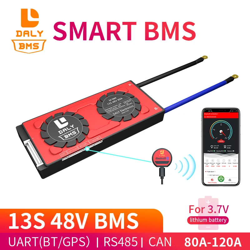 Daly 18650 Смарт BMS 13S 48 в 80 А 485 а Bluetooth к USB устройству NTC UART программное обеспечение togther